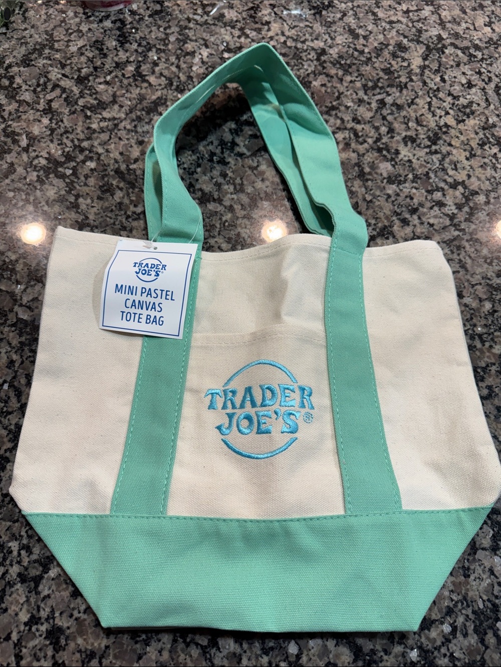Trader Joe's Mint-Trim Canvas Mini Tote
